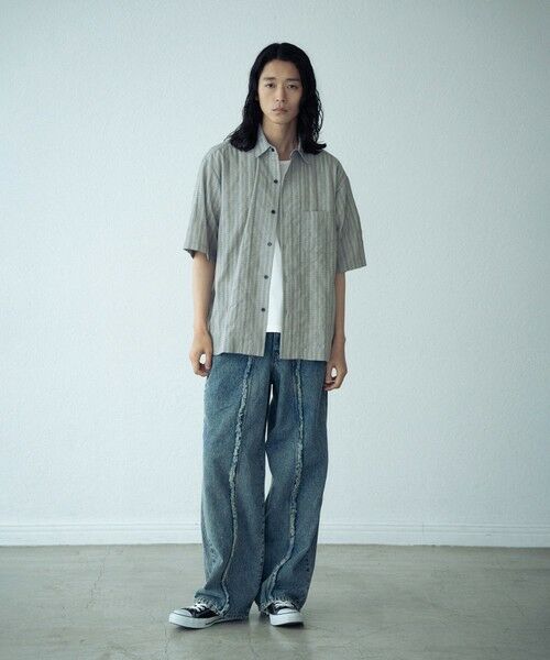 MEN'S BIGI / メンズビギ シャツ・ブラウス | ドビーストライプ半袖シャツ | 詳細1