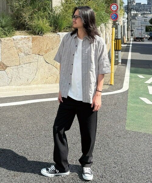 MEN'S BIGI / メンズビギ シャツ・ブラウス | ドビーストライプ半袖シャツ | 詳細4