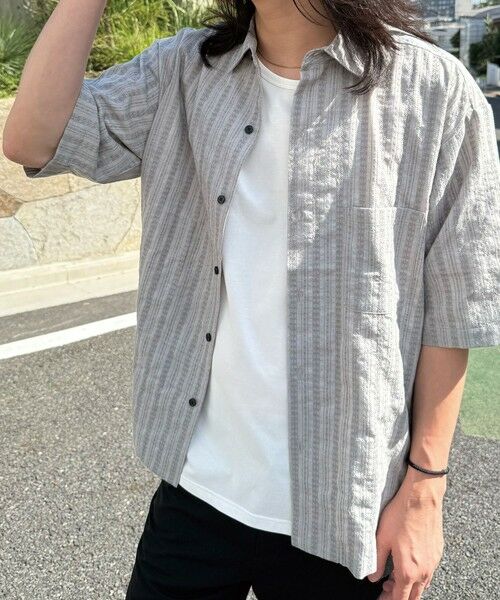 MEN'S BIGI / メンズビギ シャツ・ブラウス | ドビーストライプ半袖シャツ | 詳細7
