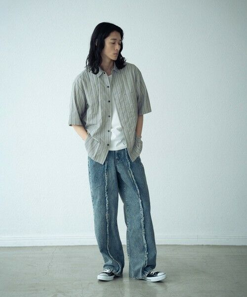 MEN'S BIGI / メンズビギ シャツ・ブラウス | ドビーストライプ半袖シャツ | 詳細2