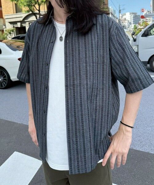 MEN'S BIGI / メンズビギ シャツ・ブラウス | ドビーストライプ半袖シャツ | 詳細16