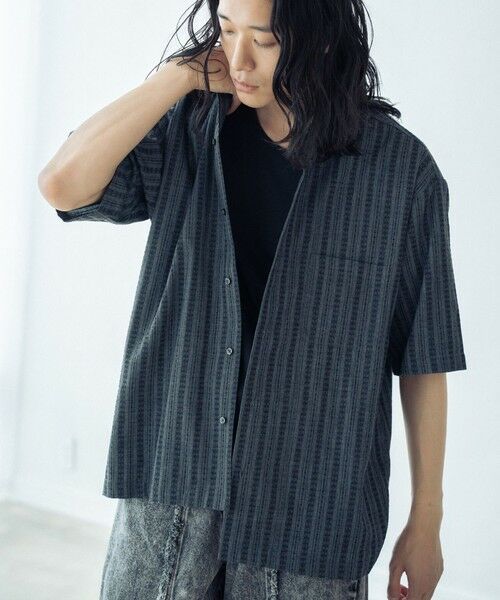 MEN'S BIGI / メンズビギ シャツ・ブラウス | ドビーストライプ半袖シャツ | 詳細11