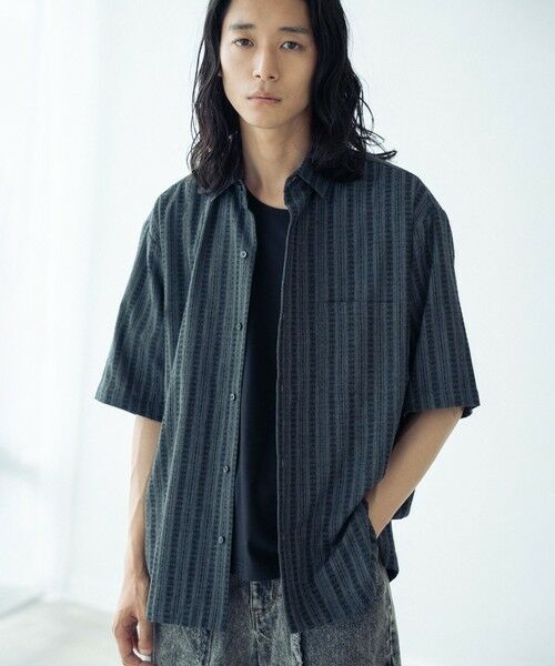 MEN'S BIGI / メンズビギ シャツ・ブラウス | ドビーストライプ半袖シャツ | 詳細12