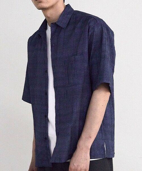 MEN'S BIGI / メンズビギ シャツ・ブラウス | デニムライクワッシャー半袖シャツ（ネイビー）