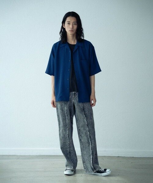 MEN'S BIGI / メンズビギ シャツ・ブラウス | ドビーストライプサッカーオープンカラー半 | 詳細3