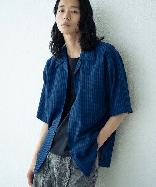 MEN'S BIGI / メンズビギ シャツ・ブラウス | ドビーストライプサッカーオープンカラー半 | 詳細4