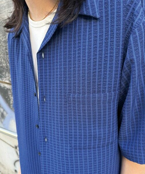 MEN'S BIGI / メンズビギ シャツ・ブラウス | ドビーストライプサッカーオープンカラー半 | 詳細5