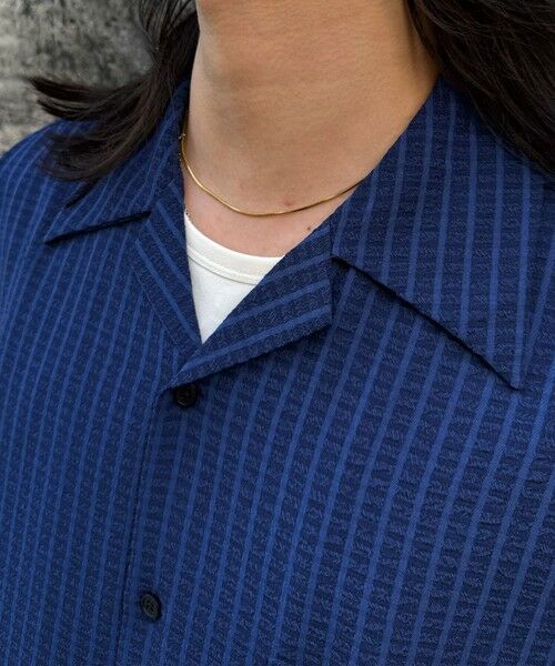 MEN'S BIGI / メンズビギ シャツ・ブラウス | ドビーストライプサッカーオープンカラー半 | 詳細6