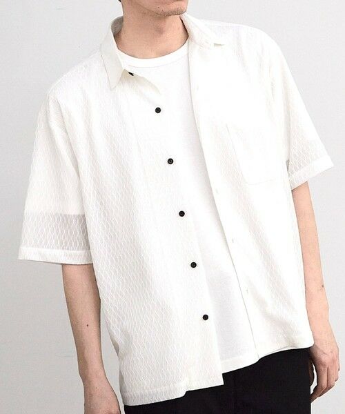 MEN'S BIGI / メンズビギ シャツ・ブラウス | ハニカムシアージャガード半袖シャツ（ホワイト）