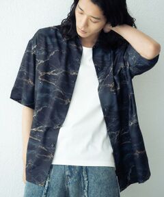 MEN'S BIGI / メンズビギ シャツ・ブラウス | 総柄プリントレギュラーカラールーズドレープ半袖シャツ