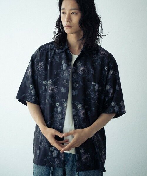 MEN'S BIGI / メンズビギ シャツ・ブラウス | 総柄プリントレギュラーカラールーズドレープ半袖シャツ | 詳細2