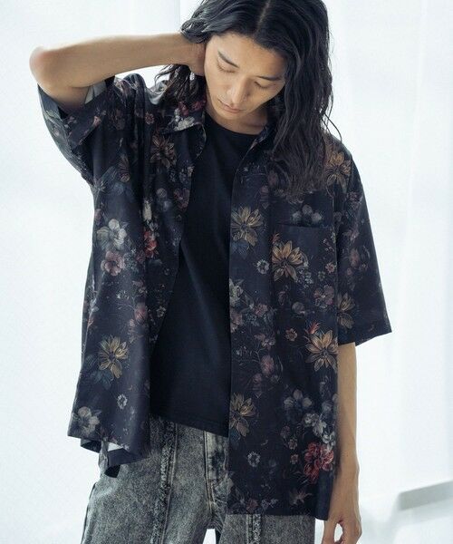 MEN'S BIGI / メンズビギ シャツ・ブラウス | 総柄プリントレギュラーカラールーズドレープ半袖シャツ | 詳細3