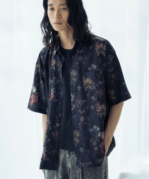 MEN'S BIGI / メンズビギ シャツ・ブラウス | 総柄プリントレギュラーカラールーズドレープ半袖シャツ(C)
