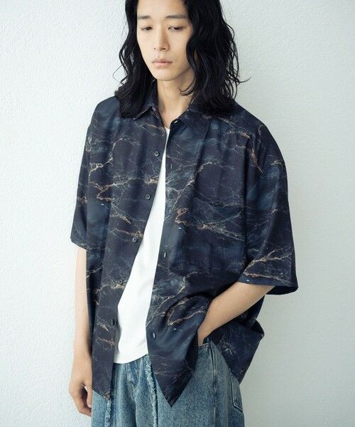 MEN'S BIGI / メンズビギ シャツ・ブラウス | 総柄プリントレギュラーカラールーズドレープ半袖シャツ | 詳細5