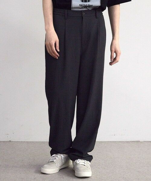 MEN'S BIGI / メンズビギ その他パンツ | ストレッチサッカータックワイドイージーパンツ（チャコールグレー）