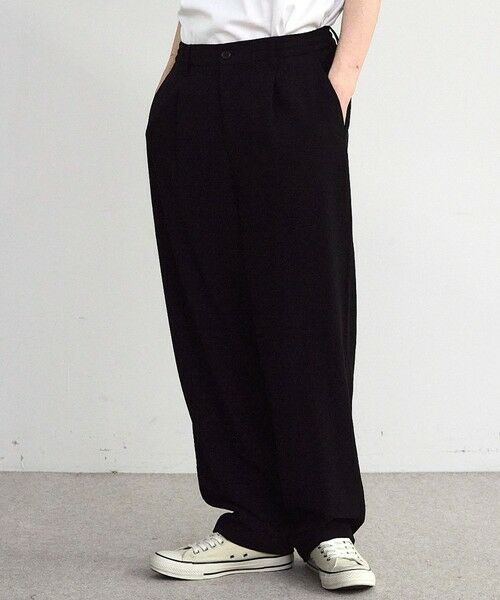 MEN'S BIGI / メンズビギ その他パンツ | ストレッチサッカータックワイドイージーパンツ（ブラック）