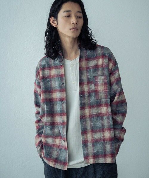 MEN'S BIGI / メンズビギ シャツ・ブラウス | ブリーチチェックシャツ（レッド系）