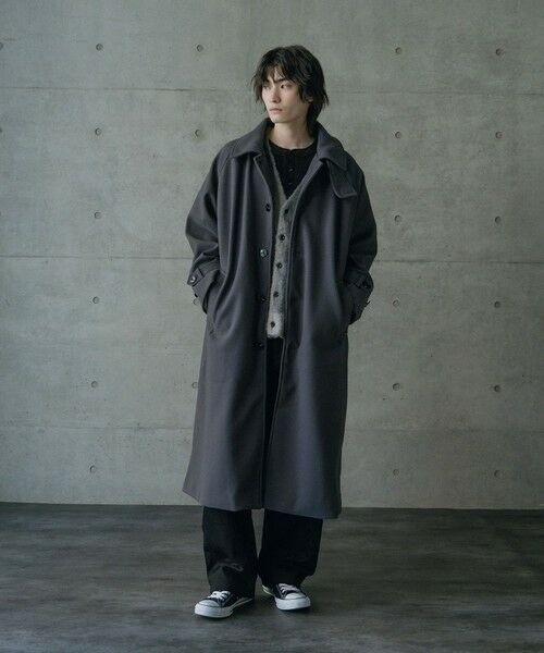 MEN'S BIGI / メンズビギ ダウンジャケット・ベスト | フェイクメルトンルーズステンカラーロングコート | 詳細1