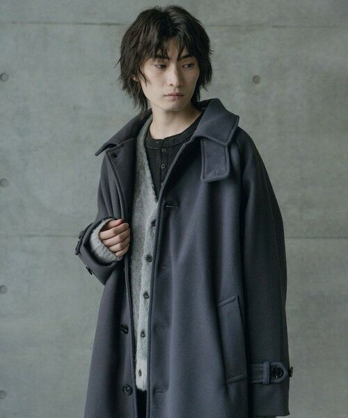 MEN'S BIGI / メンズビギ ダウンジャケット・ベスト | フェイクメルトンルーズステンカラーロングコート | 詳細4