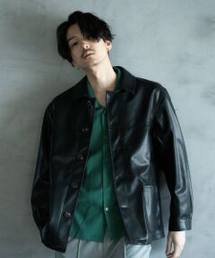 MEN'S BIGI / メンズビギ ブルゾン | シンセティックレザー カバーオールブルゾン