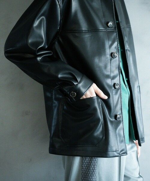 MEN'S BIGI / メンズビギ ブルゾン | シンセティックレザー カバーオールブルゾン | 詳細6