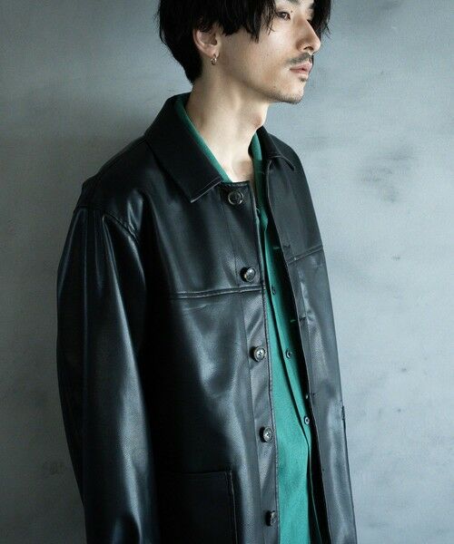 MEN'S BIGI / メンズビギ ブルゾン | シンセティックレザー カバーオールブルゾン | 詳細7