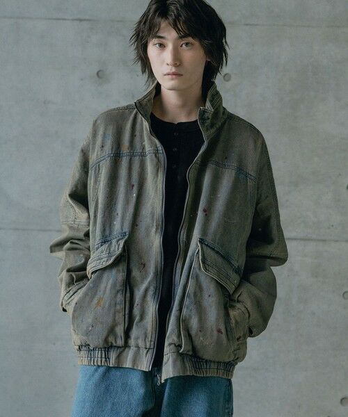 MEN'S BIGI / メンズビギ Gジャン・デニムジャケット | 12ozスラブデニムスタンドブルゾン（ブルー系）