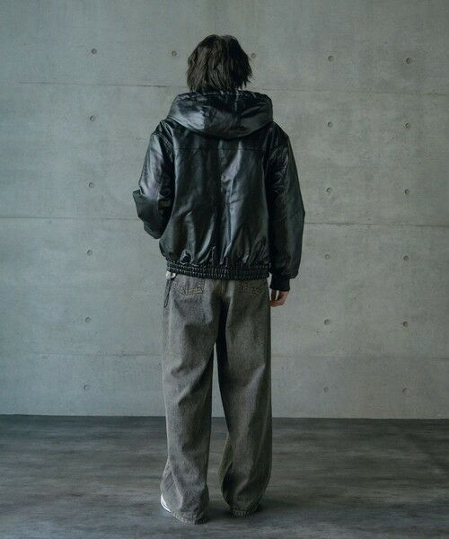 MEN'S BIGI / メンズビギ ブルゾン | ビンテージシンセティックレザーA-2タイプパーカーブルゾン | 詳細3