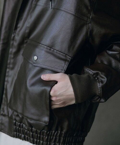 MEN'S BIGI / メンズビギ ブルゾン | ビンテージシンセティックレザーA-2タイプパーカーブルゾン | 詳細10