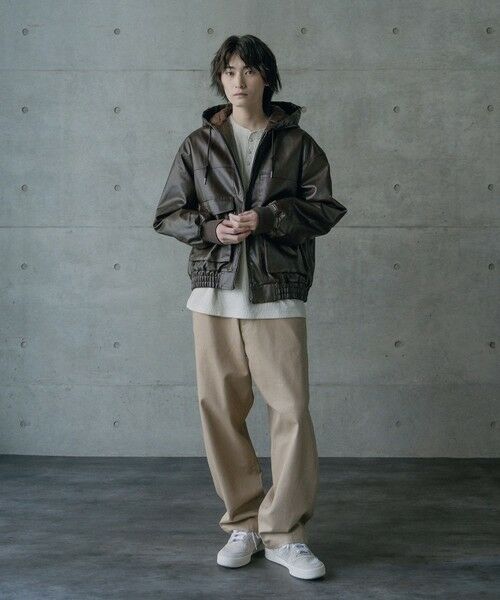 MEN'S BIGI / メンズビギ ブルゾン | ビンテージシンセティックレザーA-2タイプパーカーブルゾン | 詳細7