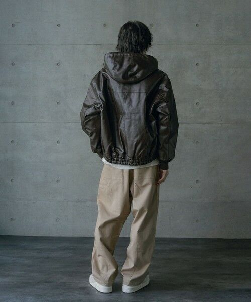 MEN'S BIGI / メンズビギ ブルゾン | ビンテージシンセティックレザーA-2タイプパーカーブルゾン | 詳細8
