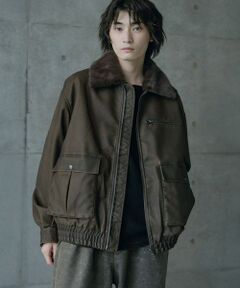 MEN'S BIGI / メンズビギ ブルゾン | ビンテージシンセティックレザーファーカラー脱着フライトブルゾン