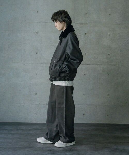 MEN'S BIGI / メンズビギ ブルゾン | ビンテージシンセティックレザーファーカラー脱着フライトブルゾン | 詳細2