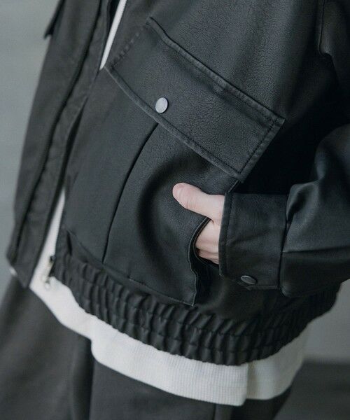 MEN'S BIGI / メンズビギ ブルゾン | ビンテージシンセティックレザーファーカラー脱着フライトブルゾン | 詳細5