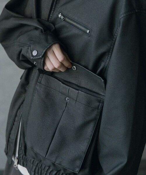MEN'S BIGI / メンズビギ ブルゾン | ビンテージシンセティックレザーファーカラー脱着フライトブルゾン | 詳細6