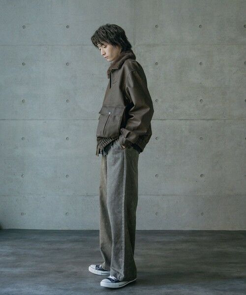 MEN'S BIGI / メンズビギ ブルゾン | ビンテージシンセティックレザーファーカラー脱着フライトブルゾン | 詳細10