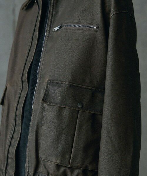 MEN'S BIGI / メンズビギ ブルゾン | ビンテージシンセティックレザーファーカラー脱着フライトブルゾン | 詳細13