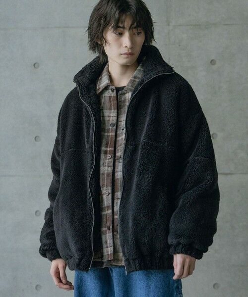 MEN'S BIGI / メンズビギ ブルゾン | Wシャギーフリーススタンドブルゾン（ブラック系）