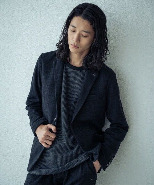 MEN'S BIGI / メンズビギ テーラードジャケット | 1PIU1UGUALE3ブラックジャガードジャケット | 詳細3