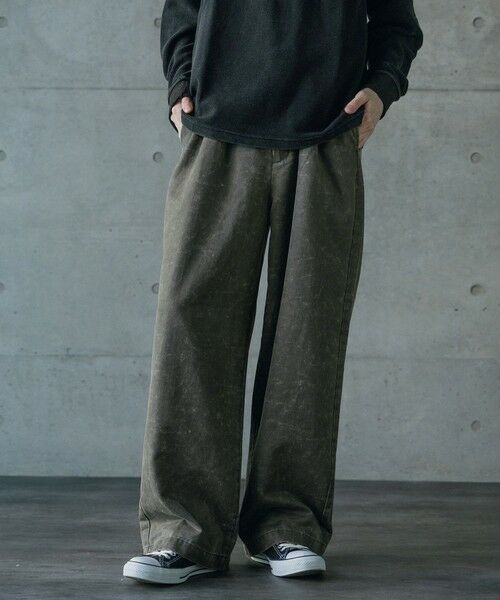 MEN'S BIGI / メンズビギ その他パンツ | スエードコーティングツータックワイドパンツ（ブラック）