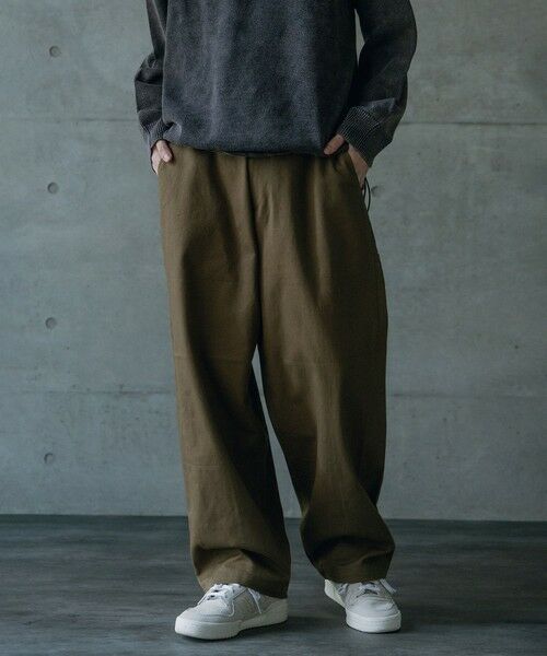 MEN'S BIGI / メンズビギ その他パンツ | ヘビーカツラギバレルレッグワイドパンツ（カーキ）