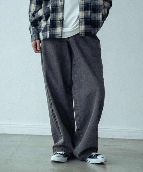 MEN'S BIGI / メンズビギ その他パンツ | 12ozスラブデニム5ポケットワイドストレートパンツ（ブラック）