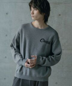 MEN'S BIGI / メンズビギ ニット・セーター | Wジャガードオーバーサイズロゴプルオーバーニット