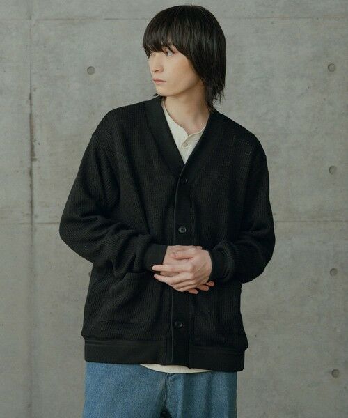 MEN'S BIGI / メンズビギ カーディガン・ボレロ | シアーライクニットカットカーディガン（ブラック）