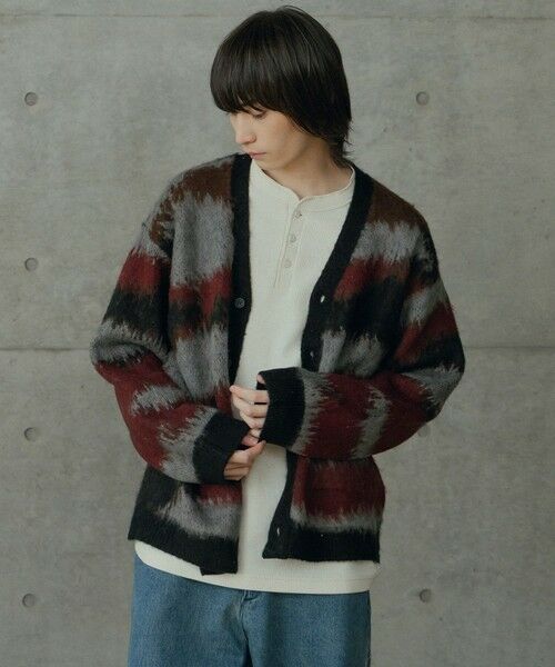 MEN'S BIGI / メンズビギ ニット・セーター | カモフラ風Wジャガードカーディガン | 詳細12