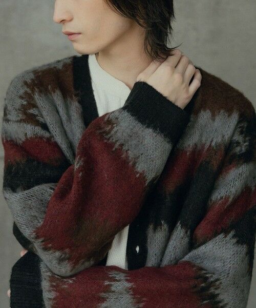 MEN'S BIGI / メンズビギ ニット・セーター | カモフラ風Wジャガードカーディガン | 詳細15