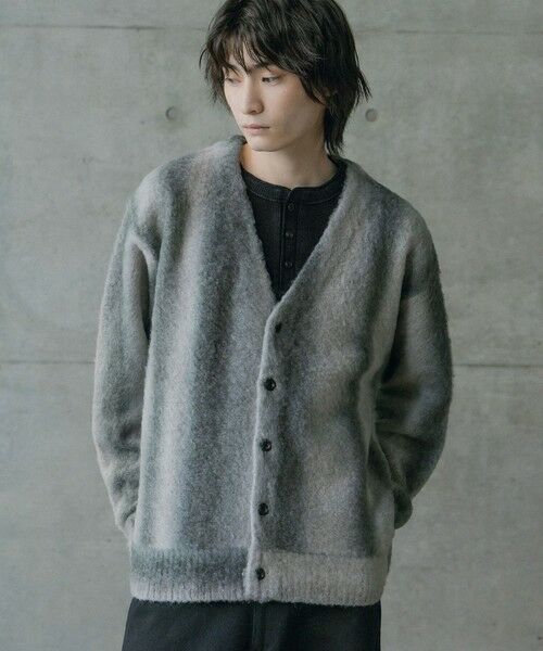 MEN'S BIGI / メンズビギ ニット・セーター | グラデーションストライプカーディガン（グレー）