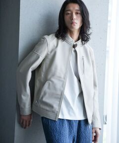 MEN'S BIGI / メンズビギ ブルゾン | SHEEP LEATHER/シープレザー シングルライダースジャケット
