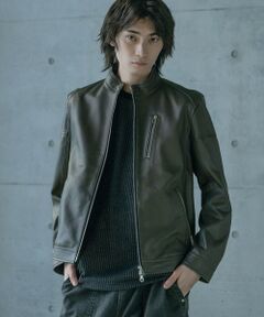 MEN'S BIGI / メンズビギ ブルゾン | SHEEP LEATHER/シープレザー シングルライダースジャケット