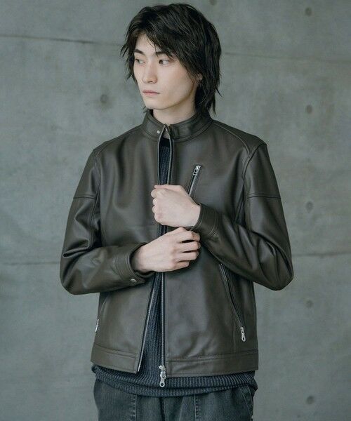 MEN'S BIGI / メンズビギ ブルゾン | SHEEP LEATHER/シープレザー シングルライダースジャケット | 詳細15